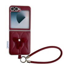 Padded Case with Bow and Strap for Samsung Galaxy Z Flip6/7 FE Red