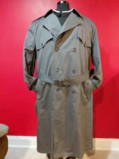 Vtg 70s/80s LONDON FOG Clipper Mist Trench Coat 46 REG Grey Zip-Out Liner BELT
