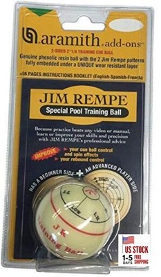  Jim Rempe Training Cue Ball 2-1/4'' Regulation Size Billiard Pool Ball with 