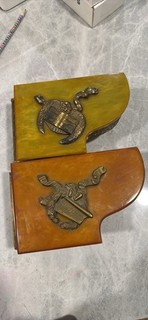Set of 2 Marbled Bakelite catalin music box Yellow & green