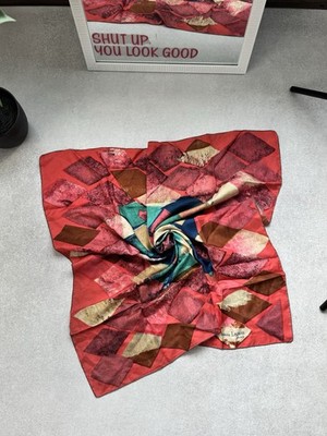 Vintage JEANNE LANVIN Paris Multi Color Rare Print Silk Handkerchief Scarf
