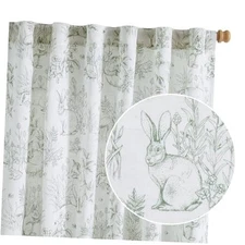  Sage Green Nursery Curtains for 50"W x 63"L (Pack of 2) Sage Green /Off White