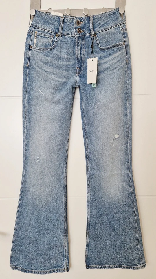 Pantalón PEPE JEANS Venus Mujer Cintura Media Elástico Acampanado W29 L30 Usado Azul Destruido - Imagen 1 de 2
