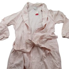 Miss Elaine Intimates Pink Floral Embroidered Cotton Robe Kimono Style Womens SM
