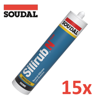 15X Soudal Silirub N 12,5 E Silikondichtstoff 310 Ml Weiß, Bausilikon Dichtstoff