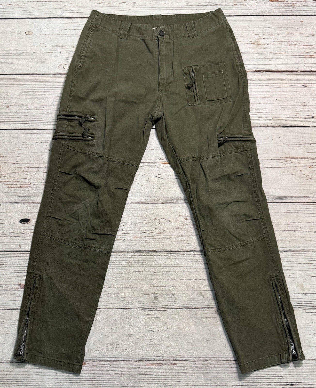 Free Knight Japan Pants Green Tactical Cargo Zip Pocket Ankle Army Mens Sz 32x30