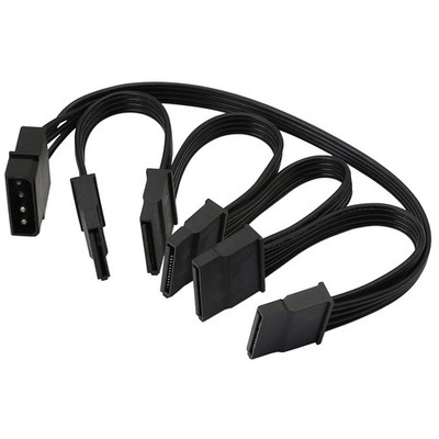 IDE to SATA Power Splitter Cable, LP4 4Pin to 5x 15 Pin SATA Extension Y-Cable