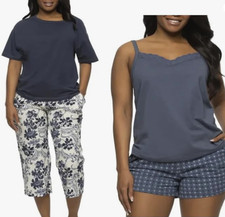 Felina Women's 4-piece PJ Set Tee Tank Short  Capri Pant Pajama S M XL