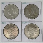 1922 1922-S 1923 1923-D Peace Dollar Lot of 4
