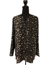 Loft Outlet Womens Animal Print Top Long Sleeves Lightweight Blouse Size Medium