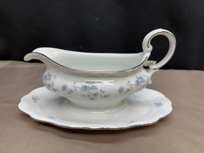 J.  Haviland ''BLUE GARLAND''  Germany ~ Gravy Boat w/Attached Underplate