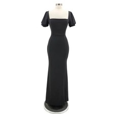 NEW Windsor Womens Medium Dress Maxi Hourglass Square Neck Puff Sleeve Lace Up