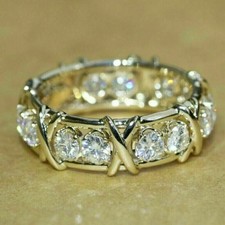 2Ct Round Lab-Created Diamond Engagement Wedding Ring 14K Yellow Gold Finish