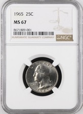 1965 25C Washington quarto di dollaro NGC MS67 8671809-001