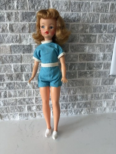Vintage Ideal Toy Corp. BS-12 Fashion Doll Blonde Hair Blue Outfit White Shoes