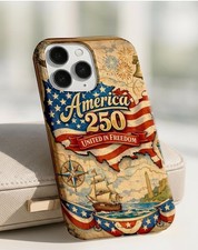 Vintage American Flag Map iPhone Case, Patriotic Freedom Design Phone Cover
