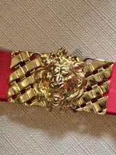 Vintage 1980's Belt Buckle Lion Head Accessocraft NYC Chunky Fastener Removable