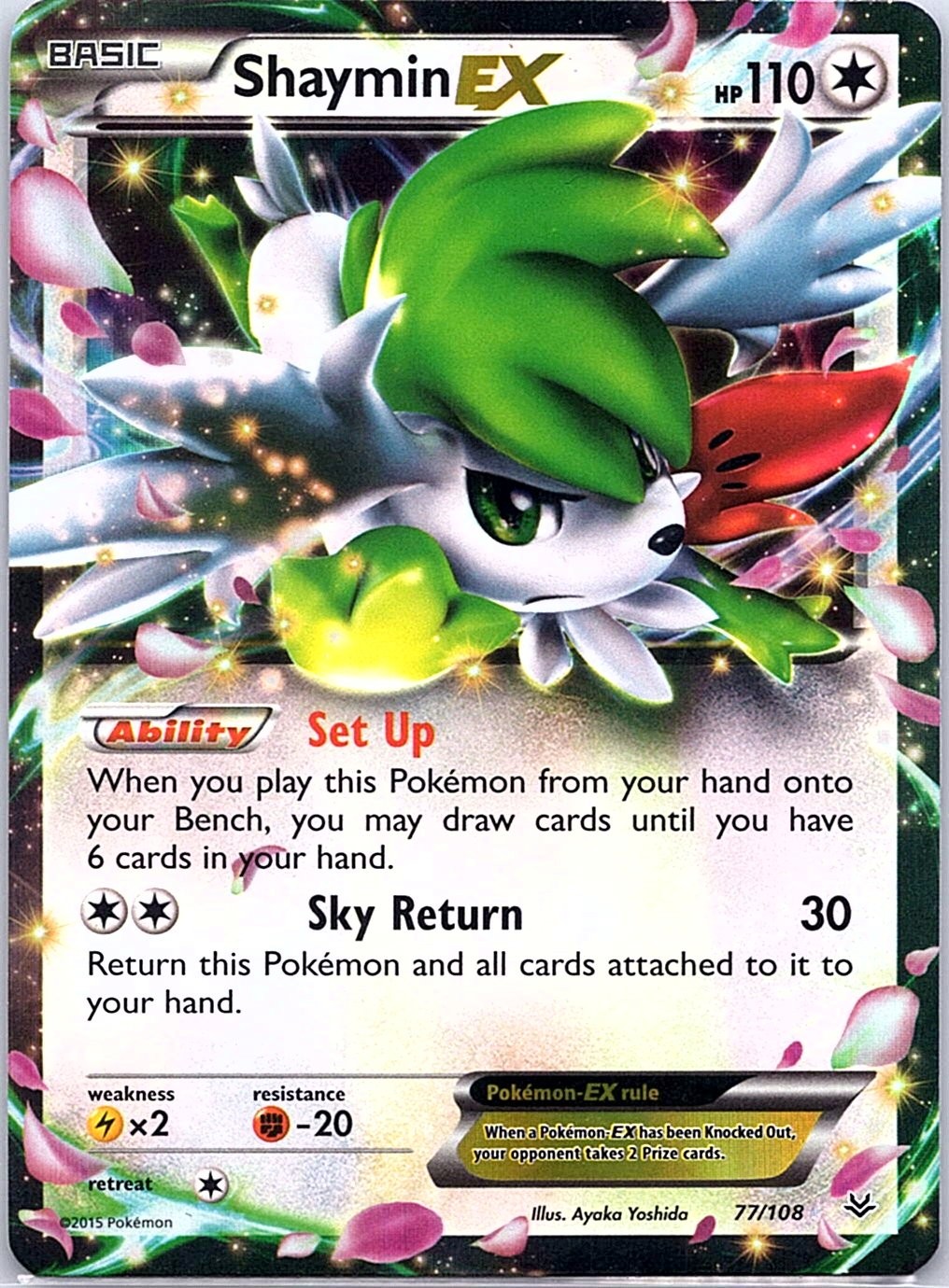 Shaymin EX 77/108 XY - Roaring Skies - Pokemon Card - NM