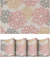 Blumen Rosa Dahlien Sommer Pvc Platzsets 4Er Set, 30X45Cm Tischsets Schmutzabwei