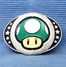 Super Mario Mushrooms Belt Buckle Flip Red Green Enameled 2011 Nintendo .CPA781