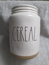 Rae Dunn CEREAL Canister Artisan Collection White Ceramic Storage Jar Lid