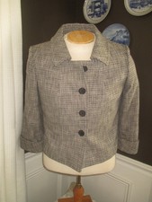 TAHARI ARTHUR S. LEVINE SZ 10 tweed button front 3/4 length sleeves blazer