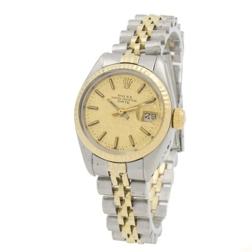 Ladies' Rolex Date Champagne Linen Dial Ref.#6917 26mm Watch #W264480-1