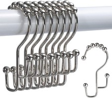 Shower Curtain Hooks, 12 Pcs Double Shower Curtain Hooks Rings, Black Shower