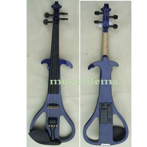 4/4 electric  violin  case bridge string cable rosin ebony pegs headphone BLUE2