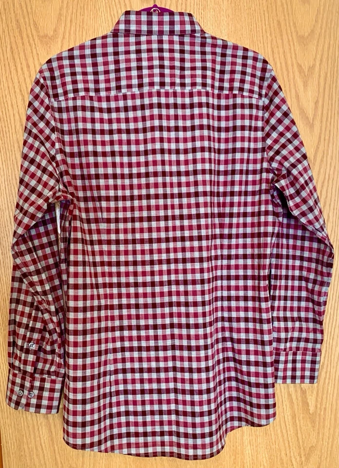 Camisa PÚRPURA Botón Frontal Cuadros Elastizada Calce Ajustado L/S Bar III talla Hombre M Foto 3 de 4