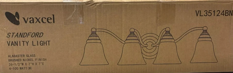 Lámpara de tocador de baño Vaxcel VL35124BN Standford de 4 luces de níquel cepillado Foto 4 de 4