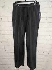 Chaps Women's Bel Air Black Wool Lined Pinstripe Dress Pants Size 4