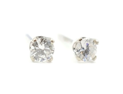 1/3 CT. Round Diamond Solitaire Earrings in 14KT White Gold SI2/I1 I to J 0.46g - Picture 16 of 22