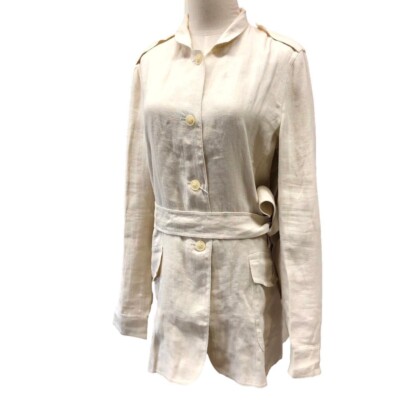 Max Mara Stand collar jacket with belt, size 44, white, 10410271 MM06501