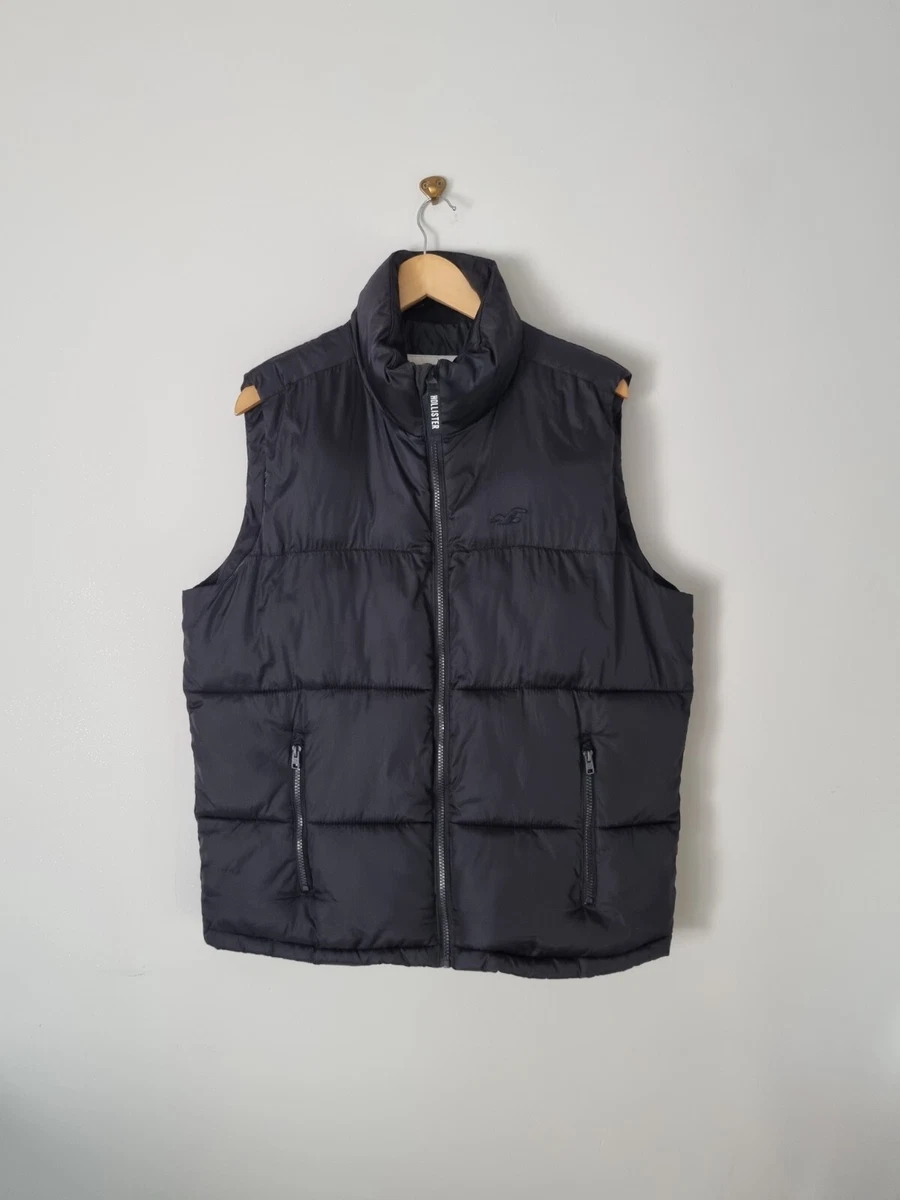 Hollister Mens Gilet Size M Black Puffer Padded Zip Up Recycled