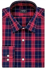Men's Regular-Fit Plaid Long Sleeve Poplin Shirt Red Plaid Arrow