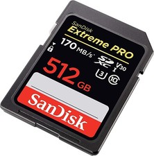 SanDisk 512GB Extreme PRO SDXC UHS-I Card-C10 U3 V30 4K UHD SD Card SDSDXXY