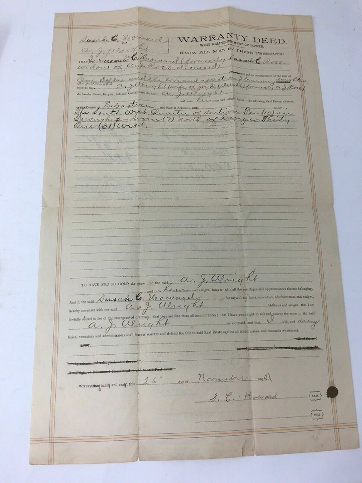 1895 Documents Quit Claim & Warranty Deeds Sebastian County AR Notary Stamp eBay