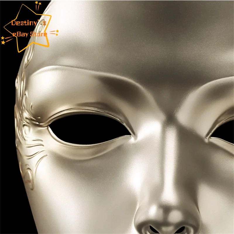 Unisex Venetian Full Face Gold Mask Samurai Costume Cosplay Party Accessories - Image 4 of 4