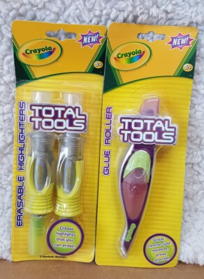 Crayola TOTAL TOOLS Dual Color Highlighters & Glue Roller **3 Tools *2006*