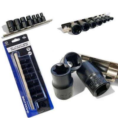 TOOLZONE Impact E-TORX Star Female E TORX Sockets Set 1/4" 3/8" E6 E7 E8 E10 E12 E14 E16