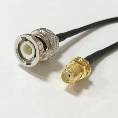 BNC male plug to SMA female bulkhead RF coax cable RG174 20cm 8" for CCTV radio - Picture 2 of 6