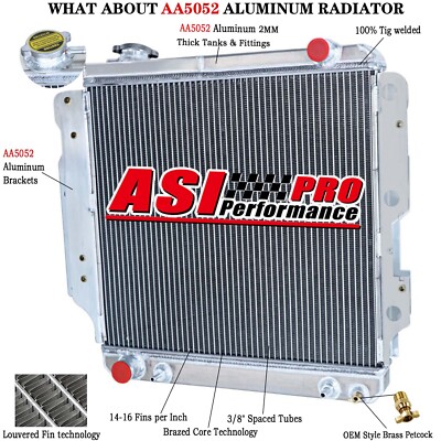 3-Row Aluminum Radiator fit  1987-2006 Jeep Wrangler TJ YJ 2.4/2.5/4.0/4.2L