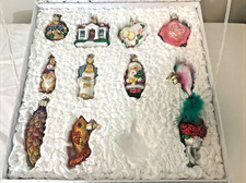Old World Christmas Bride's Collection 11 Glass Ornaments w/Satin Box VTG