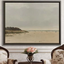 Seascape Wall Art Oil Painting Canvas Print Coastal Beach Landscape Framed Decor