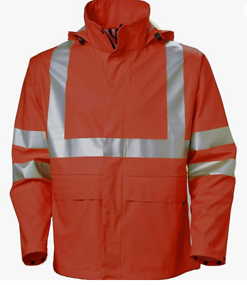 Helley Hansen Alta Rain Jacket Ansi 70266-260 Mens Large Fluorescent Orange