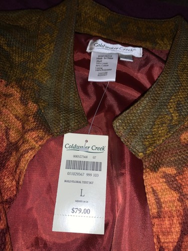 COLDWATER CREEK,Woman's size L vintage Jacket waist length NWT, W free shipping - Picture 2 of 8