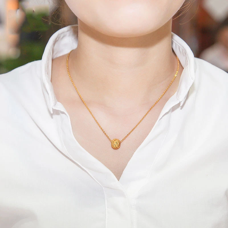 Pure 24k Yellow Solid Gold Necklace Women s O Link Chain 16.5