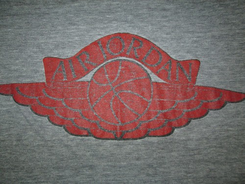 Michael Air Jordan Vtg 80s Nike Blue label tag TRI BLEND Rayon WINGS T SHirt S/M - Picture 2 of 7