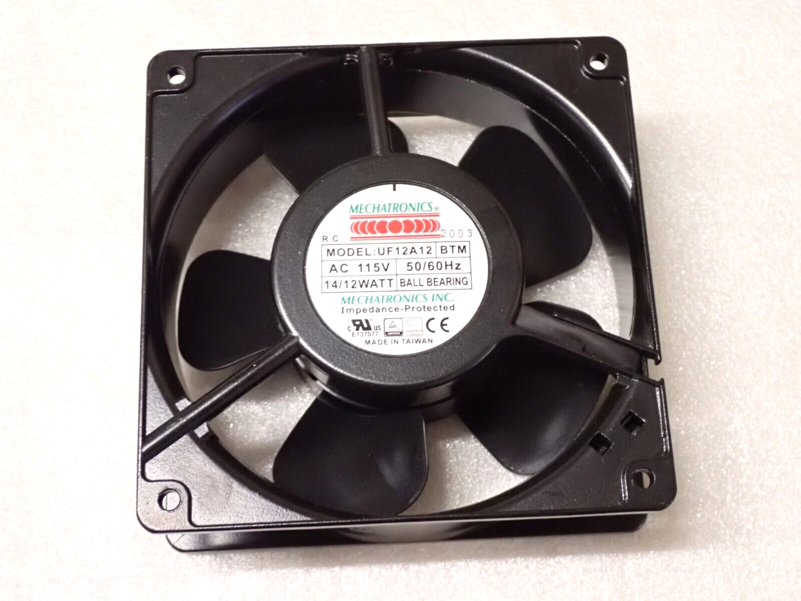Mechatronics UF12A12 5 Blade Axial Cooling Fan 115V
